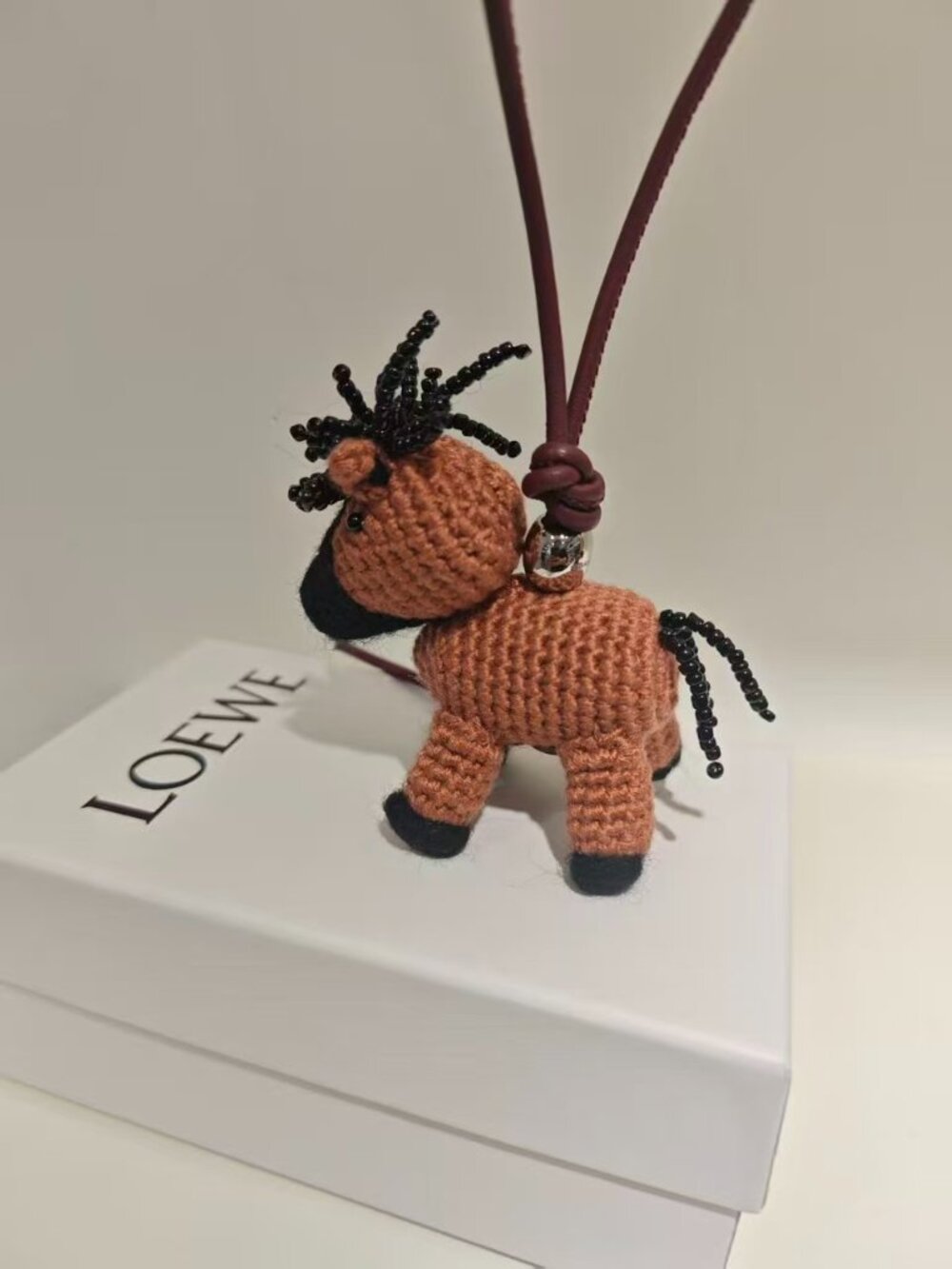 Loewe Brown Crochet Horse Bag Charm - Picture 3 of 4